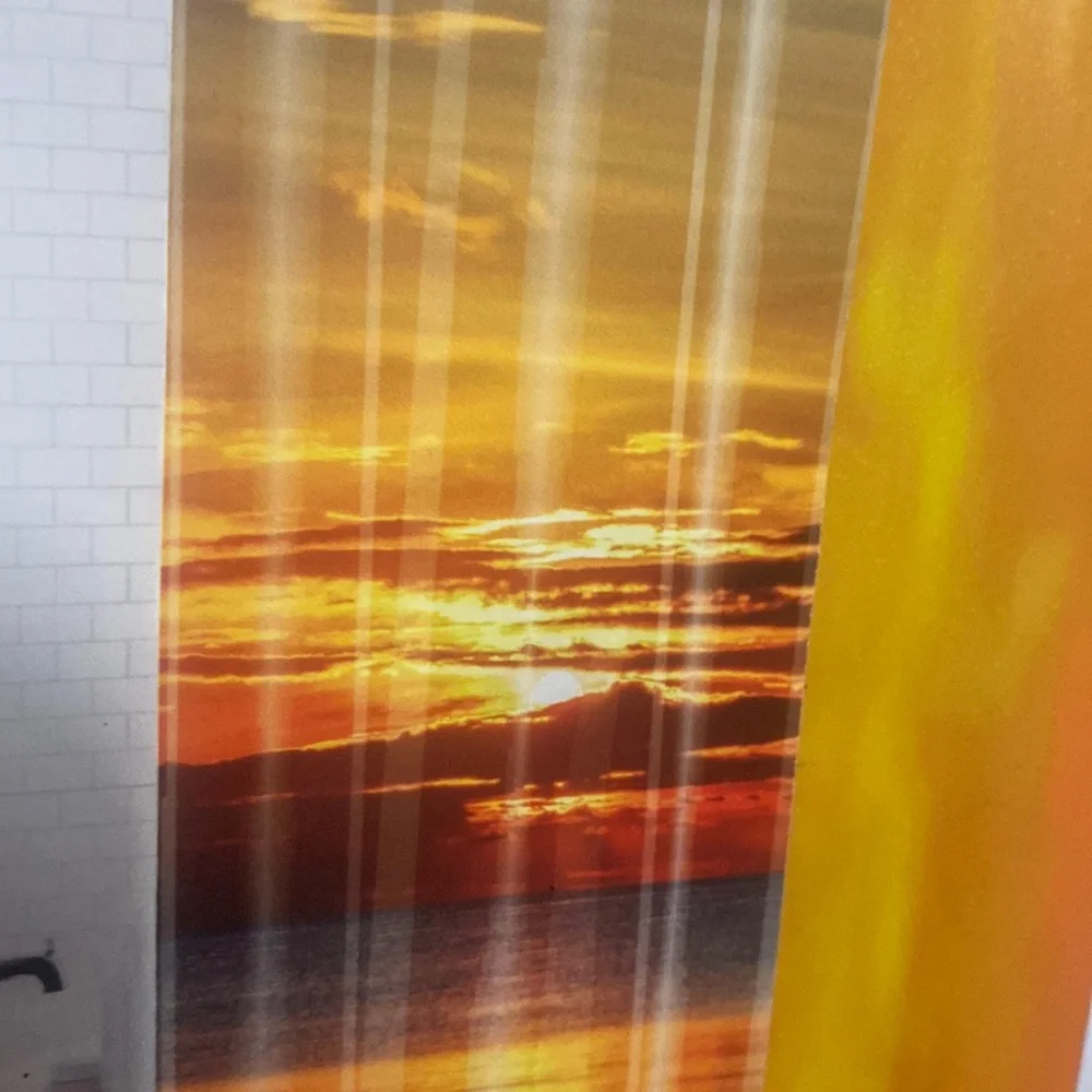Splash collection Sunset🌅shower curtain 72 x 70+Silver 🧡coral Ring sz7.5